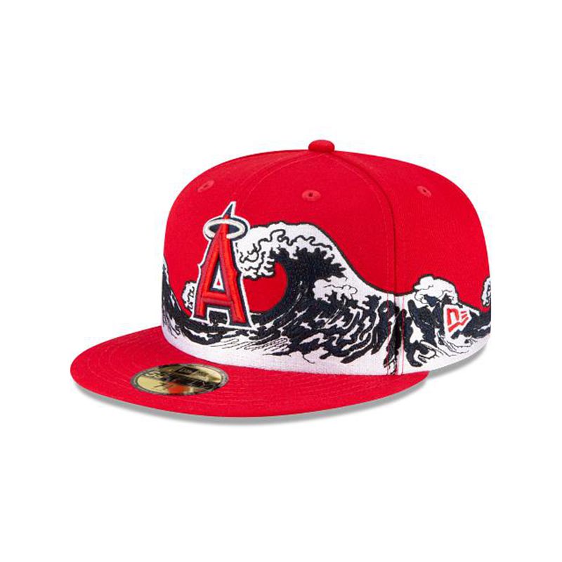 MLB Los Angeles Angels Wave 59Fifty Fitted (VQB4698) - Red New Era Caps